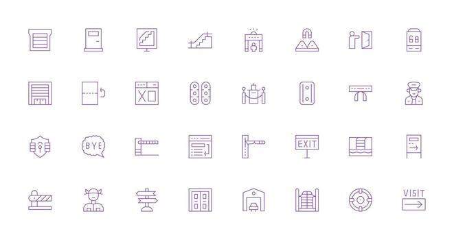 32 Thin Line Style Icons from Exit Collection Digital Icon Collection vector