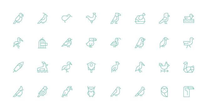 Avian Design Icons featuring 32 in Thin Line Style Universal Icon Pack vector