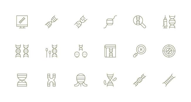 18 Icons for Chromosome in Minimal Line Format Scalable Icons for Cross-Platform Interfaces vector