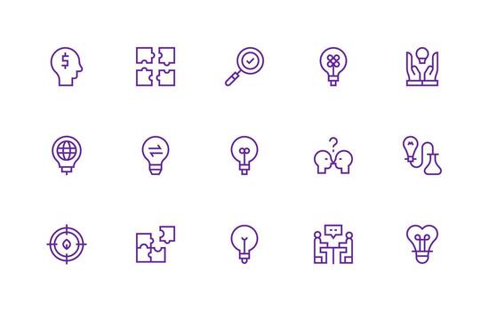 15 ProblemSolving Icons in Regular Line Aesthetic Sharp Icons for Presentations vector
