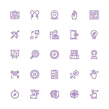 Direction Icon Set with 25 Medium Stroke Outline Graphics Reusable Icon Set vector