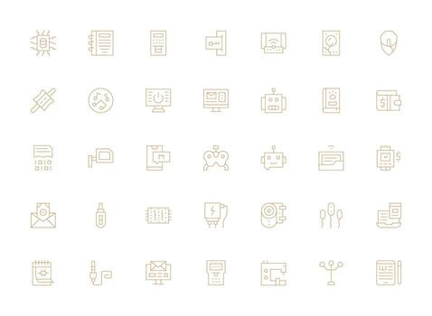 35 Light Line Icons for Electronic Graphics Balanced Icon Set for Functional Design vector