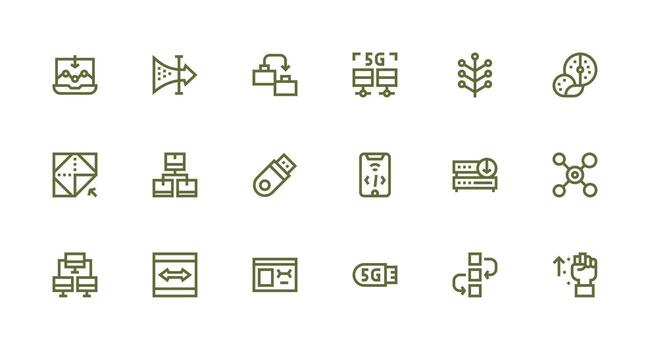 datos transferir icono colección con 18 fuerte carrera línea diseños usuario interfaz íconos para digital productos vector