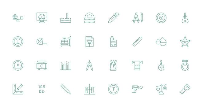 Measurement Set with 32 Thin Line Icons All Device Compatible Icon Set vector