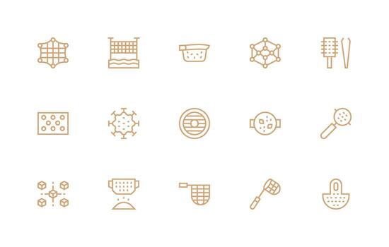 Regular Line Style Mesh Icons with 15 Vectors Clean Icon Collection for Web Use