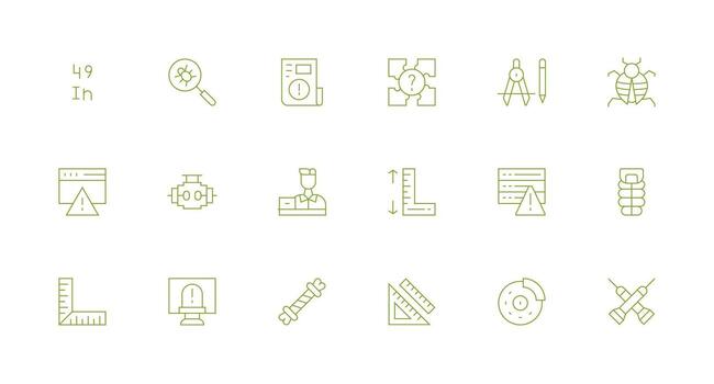 Technical featuring 18 Icons in Minimal Line Design Lightweight Icon Series for Fast Prototypes vector