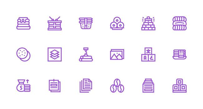 Stack Icon Collection with 18 Strong Stroke Line Designs Icon Pack for UI vector