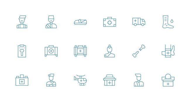 Trauma Design Icons featuring 18 in Minimal Line Style User Interface Icons for Digital Products vector