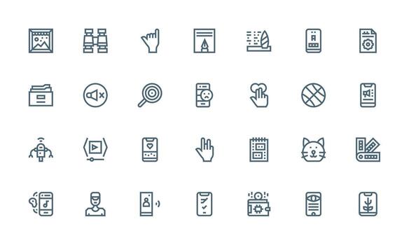 28 negrita línea estilo íconos desde aplicación colección icono conjunto para aplicaciones vector
