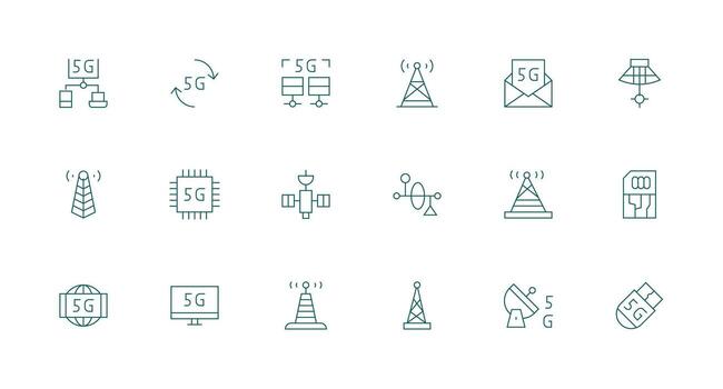 Telecommunication Visual Pack containing 18 Minimal Line Icons Clear and Concise Icon Set Collection vector