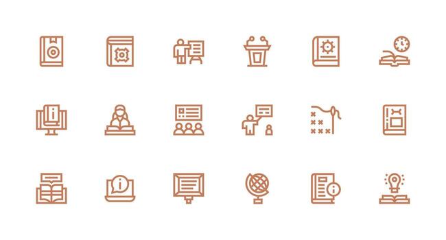 Tutorial Icon Collection with 18 Strong Stroke Line Designs Interface Icon Collection vector