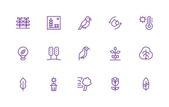 Environment featuring 15 Icons in Regular Line Design Simplified Icon Pack for Visual Tools vector