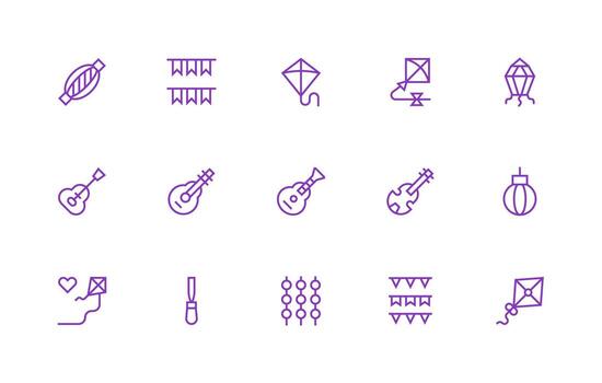 15 String Icons in Regular Line Aesthetic Design Ready Icon Set for Teams vector