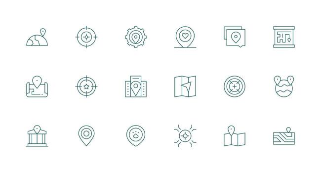 mínimo línea estilo determinar con precisión íconos con 18 vectores tablero icono serie