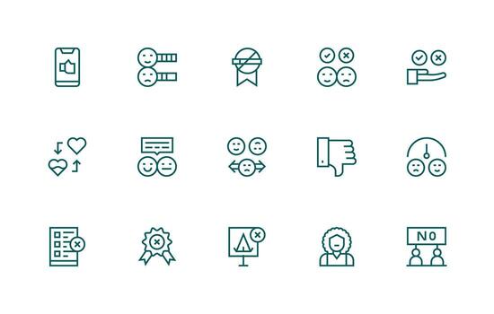 Disapproval Icon Set with 15 Regular Line Graphics Creative Icon Set vector