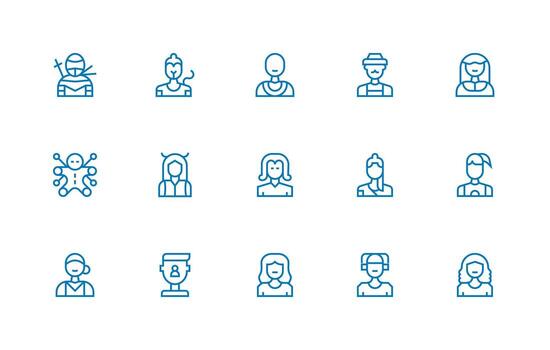 perfil imagen diseño íconos presentando 15 en regular línea estilo optimizado icono paquete para digital productos vector