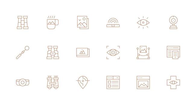 View Icon Set with 18 Minimal Line Graphics Minimal Icon Pack vector