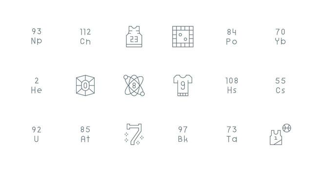 18 Minimal Line Style Icons from Number Collection Outline Icon Pack vector