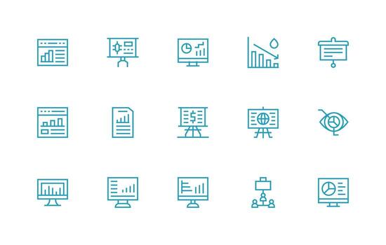 15 Regular Line Vectors for Charts Theme Multi-Purpose Icon Pack for Templates
