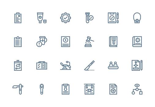 Procedure featuring 24 Icons in Thick Line Line Design Icon Set for Projects vector