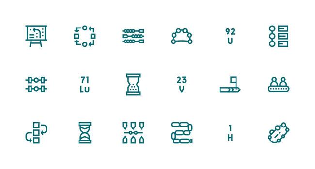 Sequence featuring 18 Icons in Strong Stroke Line Design Multi-Purpose Icon Pack for Templates vector