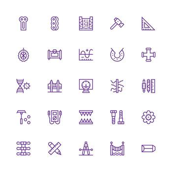 Engineering Icon Set with 25 Medium Stroke Outline Graphics UI-Ready Icon Collection vector