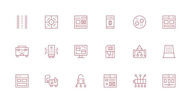 Module featuring 18 Icons in Minimal Line Design Icon Collection Set vector