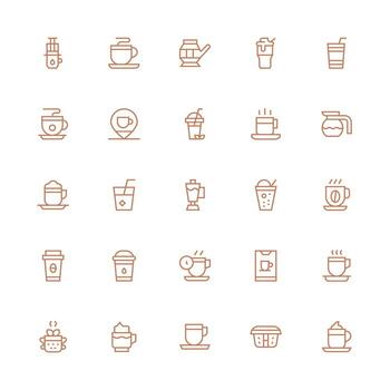 Hot Drink featuring 25 Icons in Medium Stroke Outline Design Scalable Icons for Cross-Platform Interfaces vector
