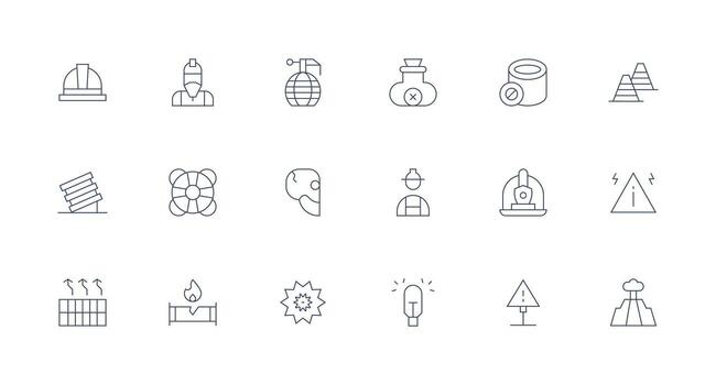 Hazard Design Icons featuring 18 in Minimal Line Style Scalable Icon Pack vector