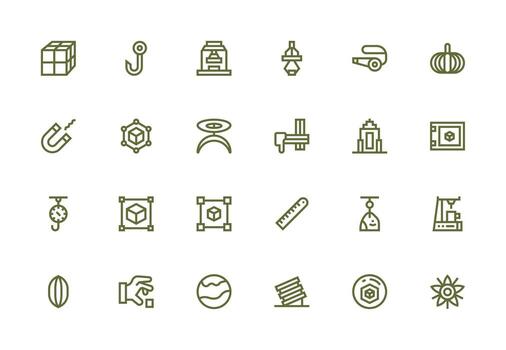 Thick Line Line Icons from Object Set with 24 Vectors Customizable Icon Series for Mobile Screens