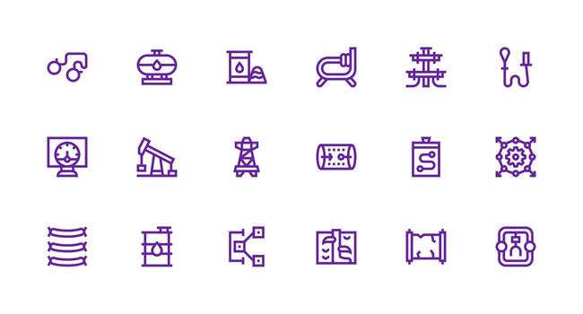 tubería conjunto con 18 fuerte carrera línea íconos organizado glifo íconos para rápido diseño vector