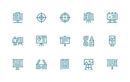 15 Regular Line Vectors for Visual Aid Theme Interface Icon Collection