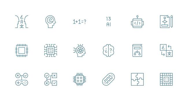 Logic Icon Set with 18 Minimal Line Graphics App Icon Pack vector