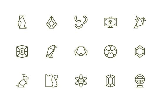 forma presentando 15 íconos en regular línea diseño completar icono haz para web diseño vector