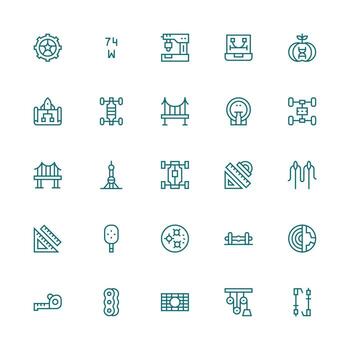 25 Engineering Icons in Medium Stroke Outline Aesthetic Interface Icon Collection for Daily Projects vector