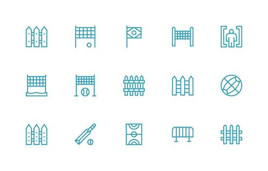 Perímetro presentando 15 íconos en regular línea diseño bien estructurado íconos para creativo utilizar vector