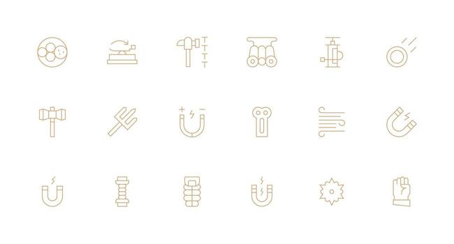 18 Force Icons in Minimal Line Aesthetic Minimal Icon Set for Interface Projects vector