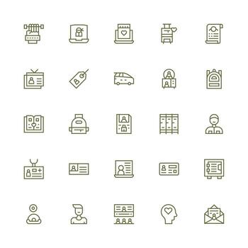 medio carrera contorno íconos desde personal conjunto con 25 vectores optimizado icono paquete para digital productos