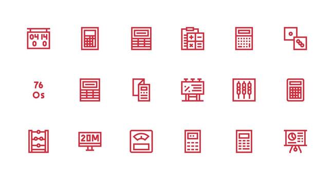 18 Numbers Icons in Strong Stroke Line Aesthetic Simple Icons for Interface and Wireframes vector