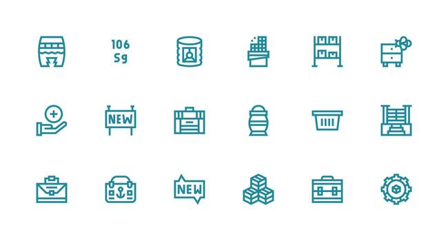 Strong Stroke Line Style Inventory Icons with 18 Vectors Customizable Icon Series for Mobile Screens