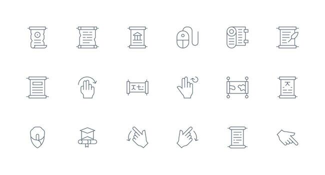 Scroll Visual Pack containing 18 Minimal Line Icons Scalable Icon Pack vector