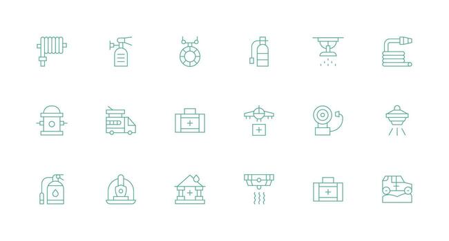 Emergency Response including 18 Minimal Line Illustrations Web Icon Collection vector