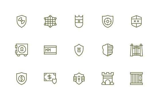 Guarded Icon Set with 15 Regular Line Graphics Well-Structured Icons for Creative Use vector