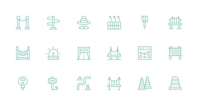 Traffic featuring 18 Icons in Minimal Line Design Professional Icon Pack for Development Work vector