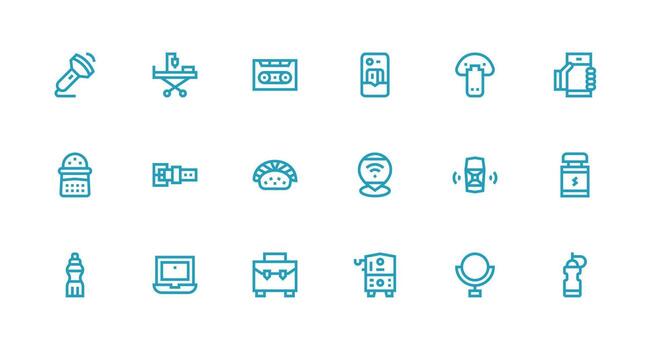 Portable featuring 18 Icons in Strong Stroke Line Design Complete Icon Set for Mobile Apps vector