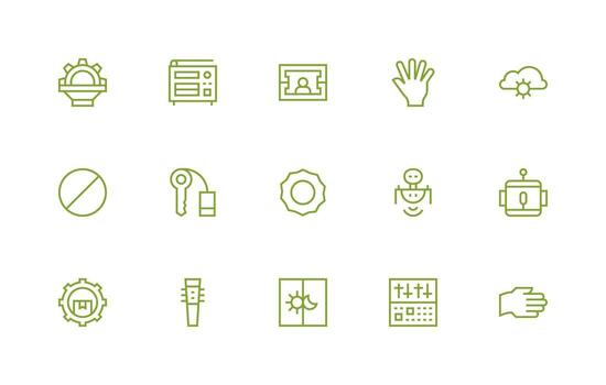 Control Design Icons featuring 15 in Regular Line Style Web Icon Collection vector