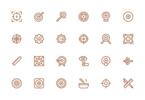 Accuracy Visual Pack containing 24 Thick Line Line Icons Quick Access Icons for UI Development vector