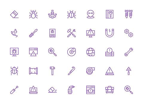 35 íconos para reparar en regular limpiar línea formato icono conjunto para web vector