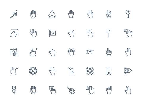 puntero conjunto con 35 regular limpiar línea íconos organizado glifo íconos para rápido diseño vector