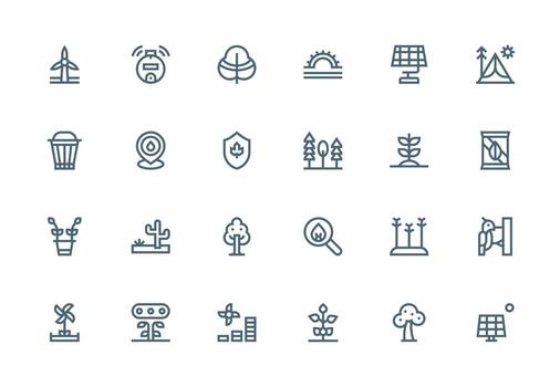 Thick Line Line Style Environment Icons with 24 Vectors Minimal Icon Set for Interface Projects